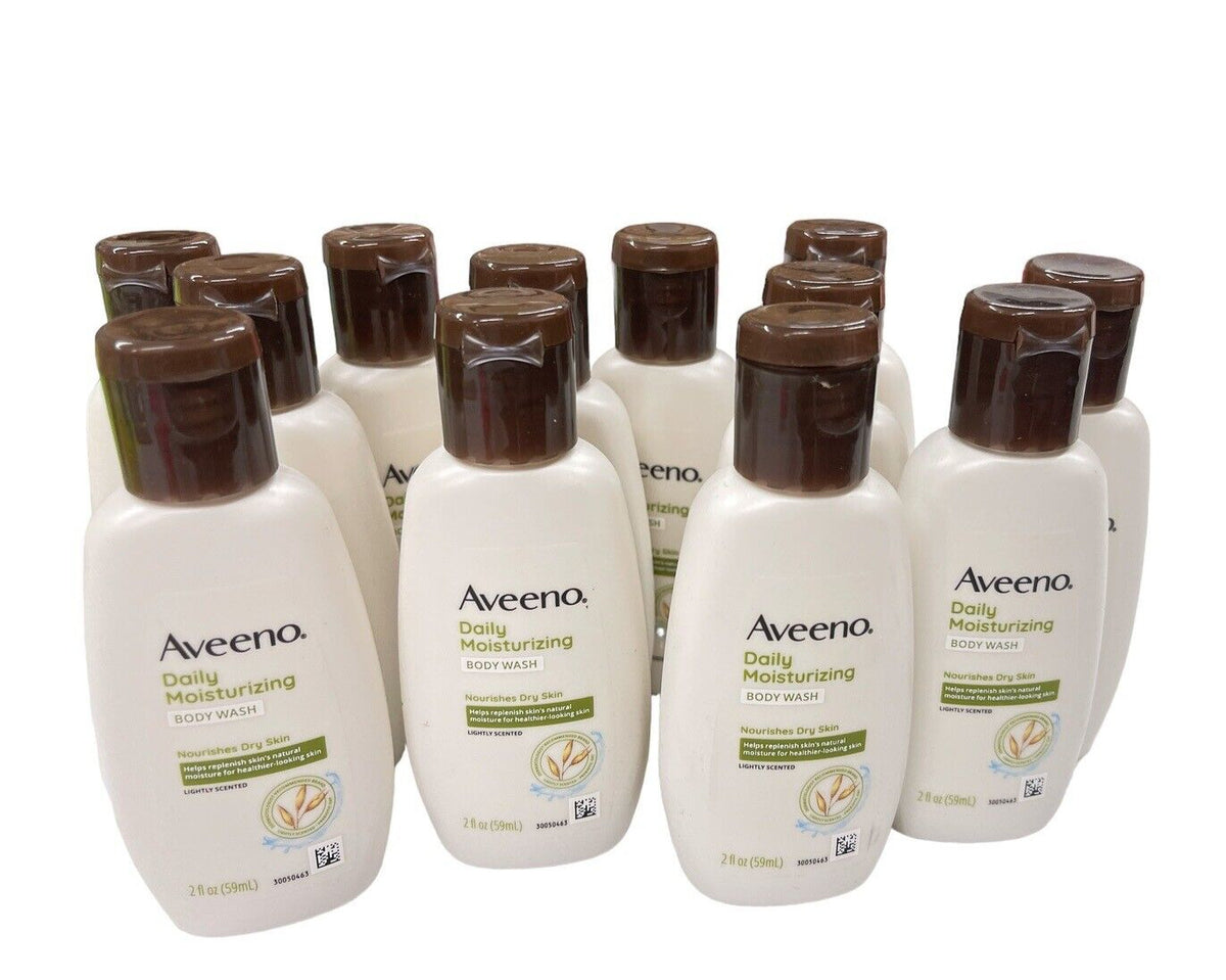 12 Pack Aveeno Body Wash for Dry Skin - Moisturizing 2 fl oz Bottles