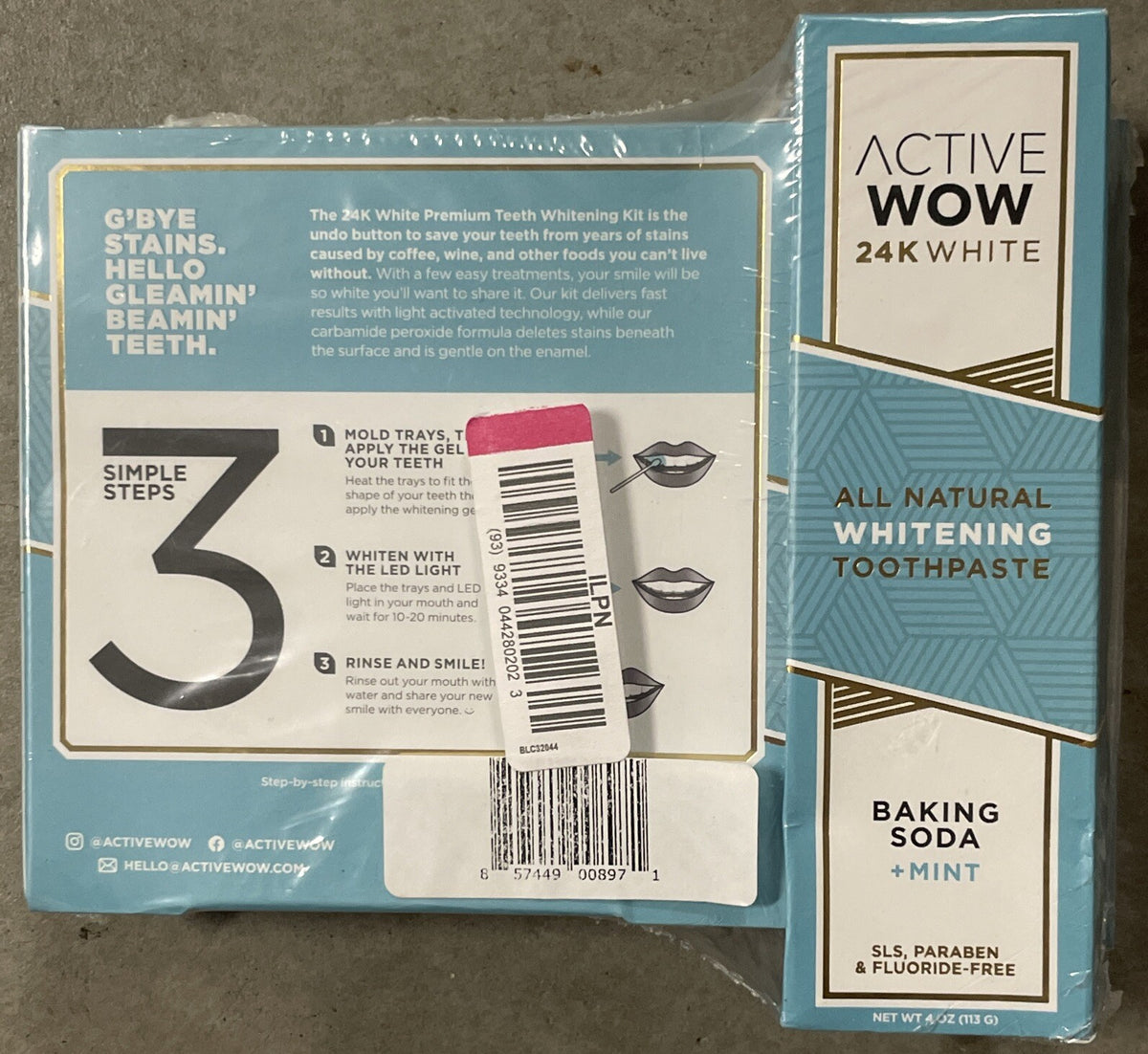 Active Wow 24K White Kit with Pen & Toothpaste - Sealed