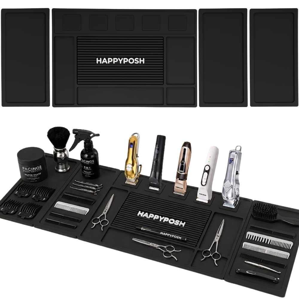 Magnetic Barber Mat Set with 5 Strong Magnets for Clippers & Trimmers