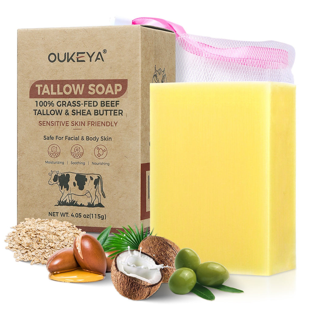 Grass Fed Beef Tallow Soap Bar for Face Body Hands - Gentle Cleansing
