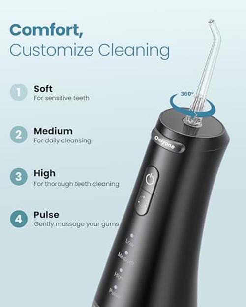 Water Dental Flosser Pick with 300ML Large Tank, Rechargeable Portable Oral Irrigator