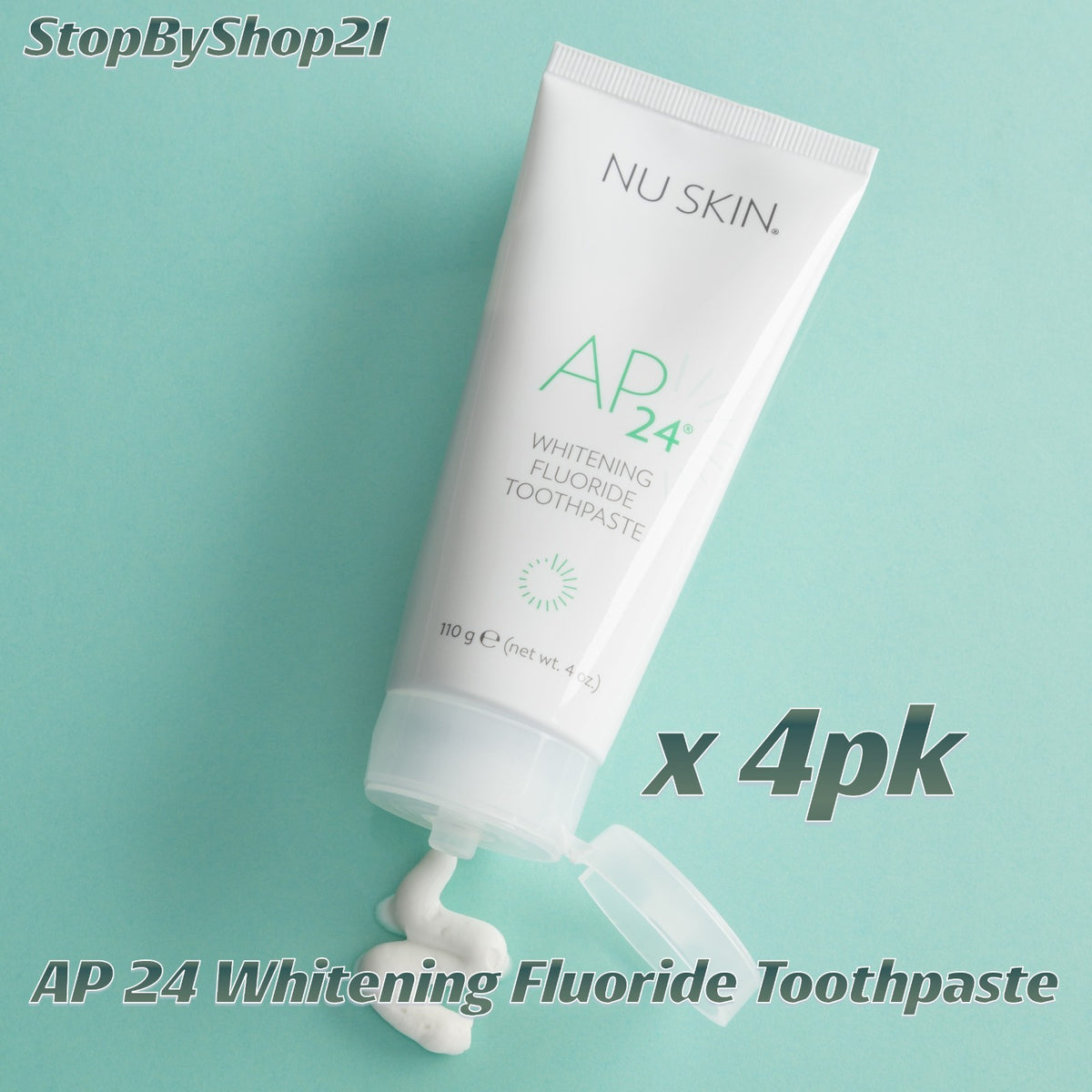 Whitening Fluoride Toothpaste for Brightening & Cavity Prevention - 4 Pack