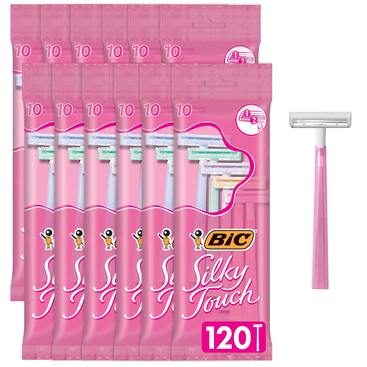 Disposable Women’s Razors with 2 Blades - 10 Pack Pastel
