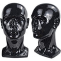 PVC Mannequin Head Black Male Display Stand for Wigs Hats and Accessories