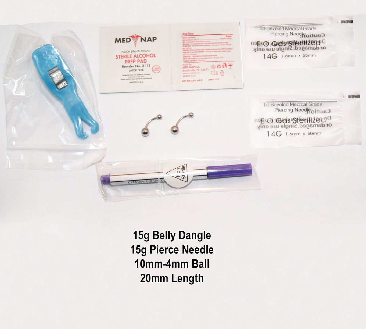 Disposable Body Piercing Kit with Forceps Set for Piercing Needles and Accessories