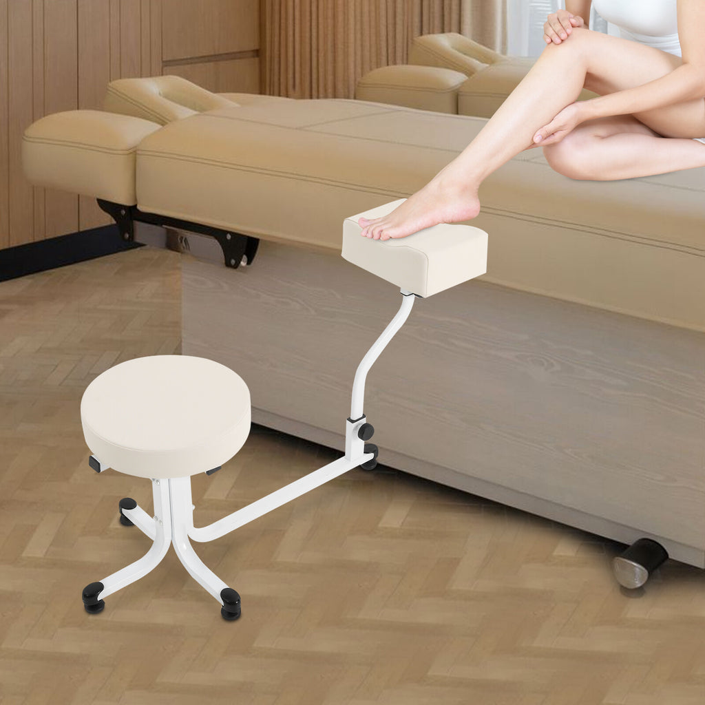 Pedicure Stool with Footrest for Nail Salon & Spa Use - Modern White