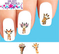 Waterslide Nail Decals Set of 20 Cute Giraffe Faces for Nail Art