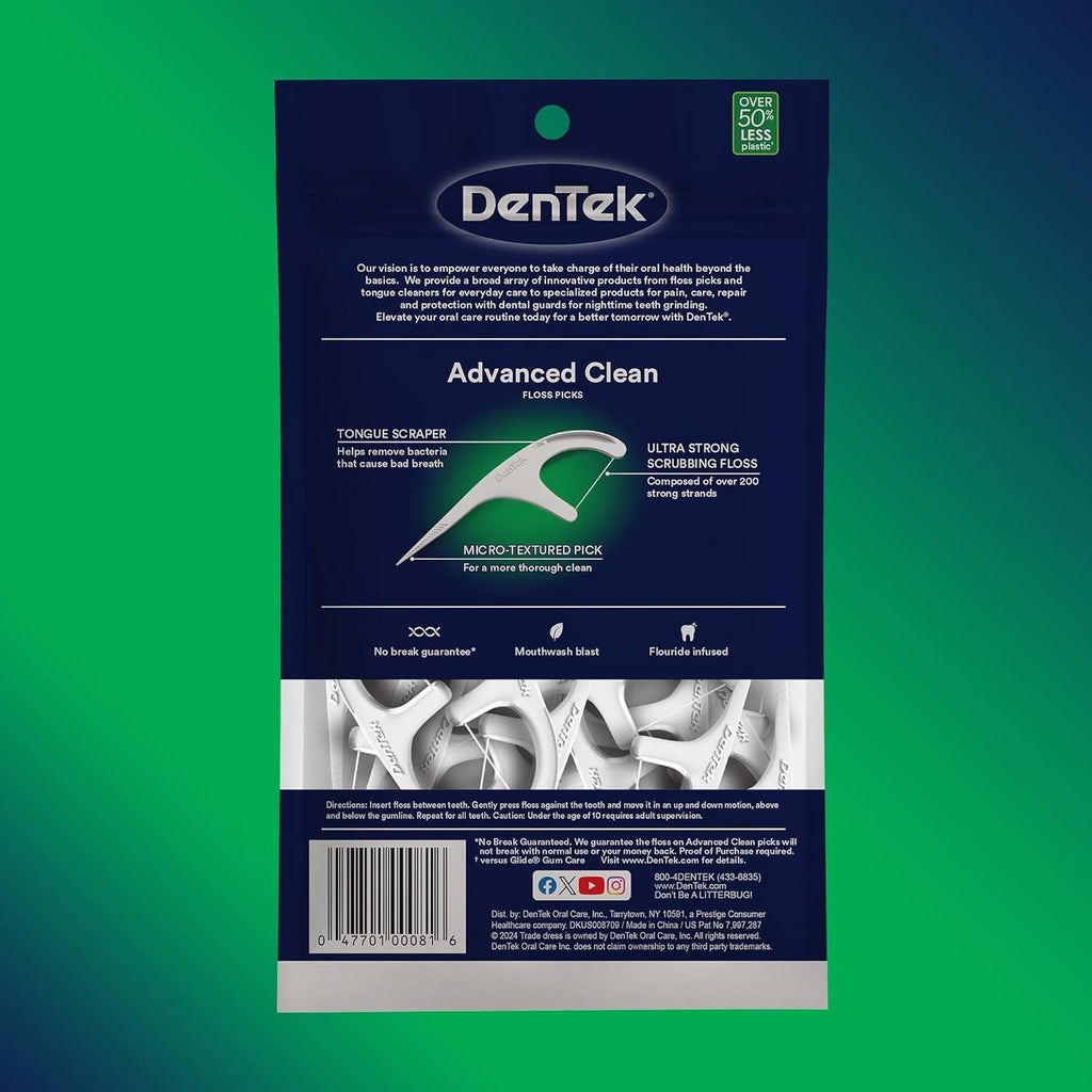 Dental Floss Picks - Triple Clean Micro-Textured Floss Flavored with Fluoride, 90 Count