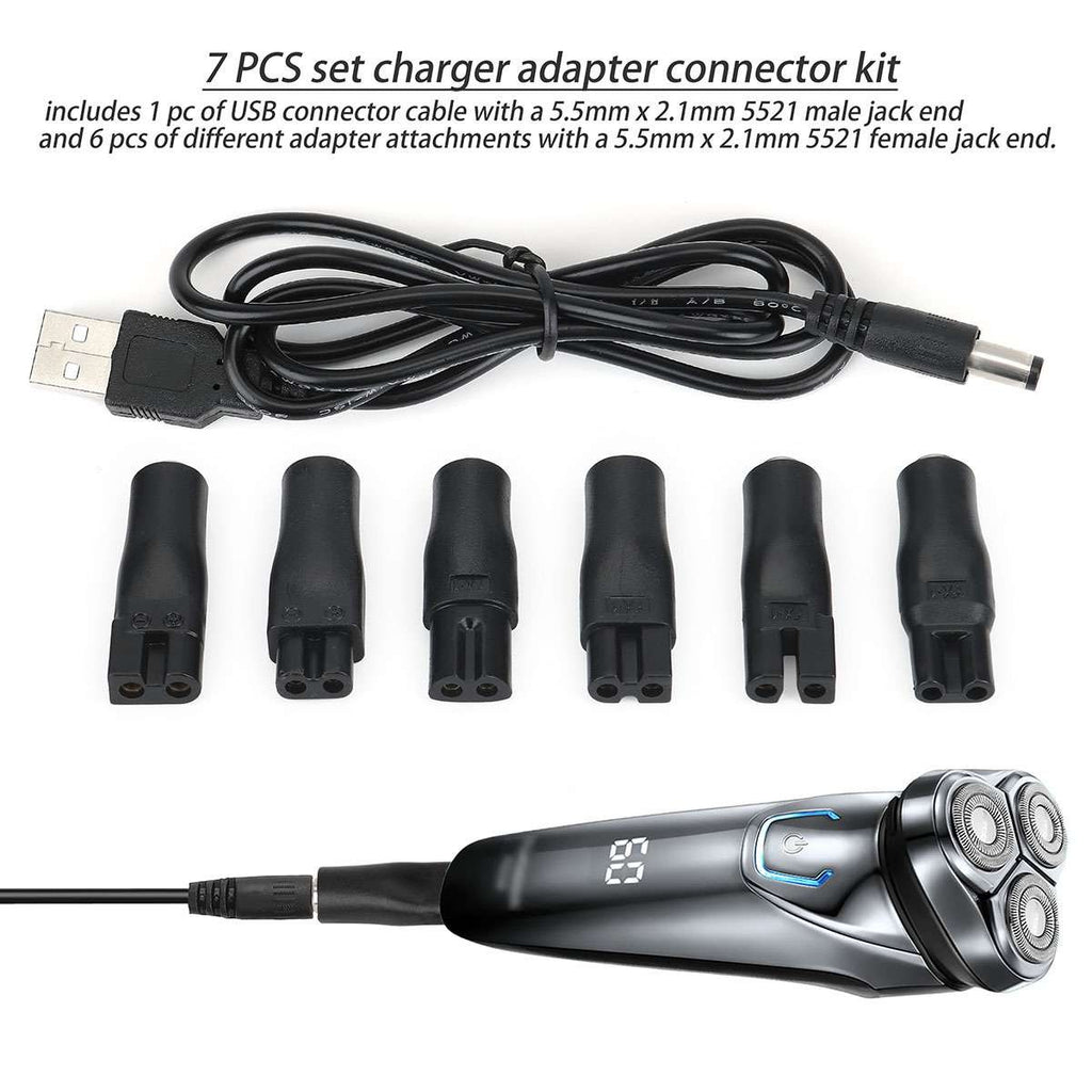 7Pcs USB Power Cord & Adapter Set for Hair Clippers & Trimmers Replacement
