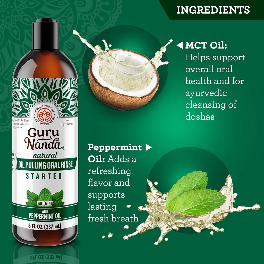 Pulling Oil Mouthwash - Natural Ayurvedic Oral Care, 8 Fl Oz