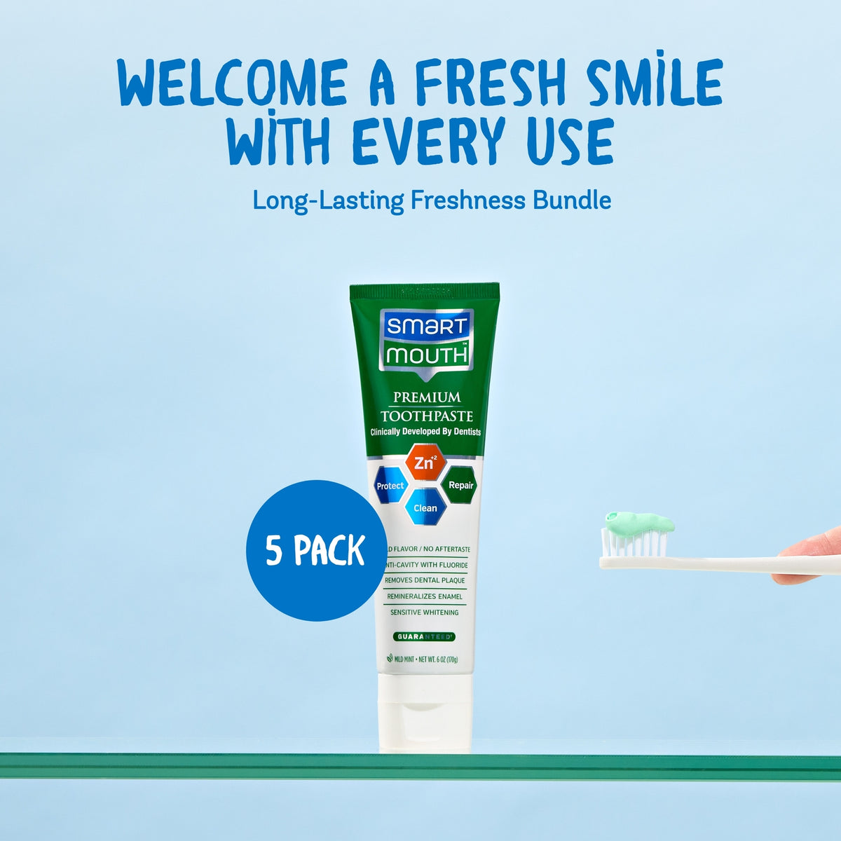 Premium Zinc Ion Whitening Toothpaste - Mild Mint 6 oz (5 Pack)