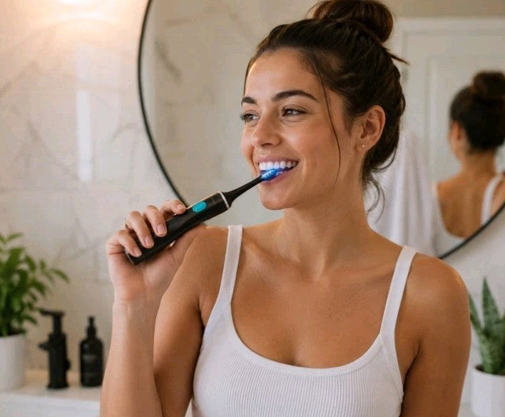 Electric Toothbrush with Travel Case & 2 Replacement Heads - Sonic & Compact