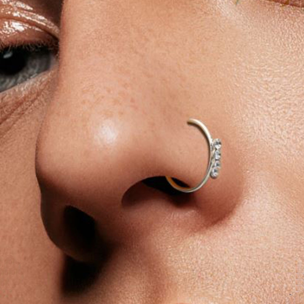 Sterling Silver Nose Ring 22G Hoop 8mm - Non-Piercing, Hypoallergenic
