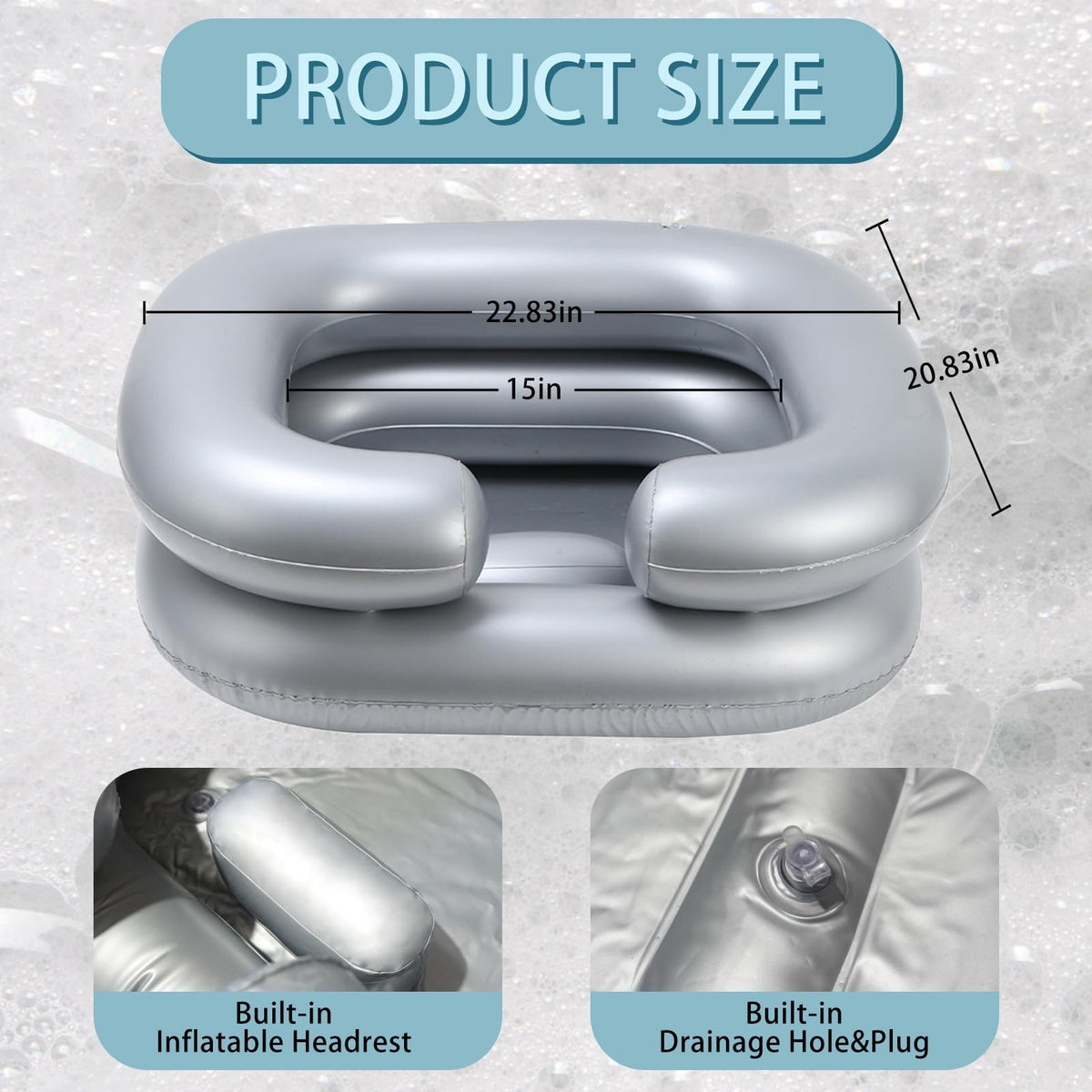 Inflatable Hair Wash Basin for Bedridden & Elderly Care, Portable Shampoo Bowl