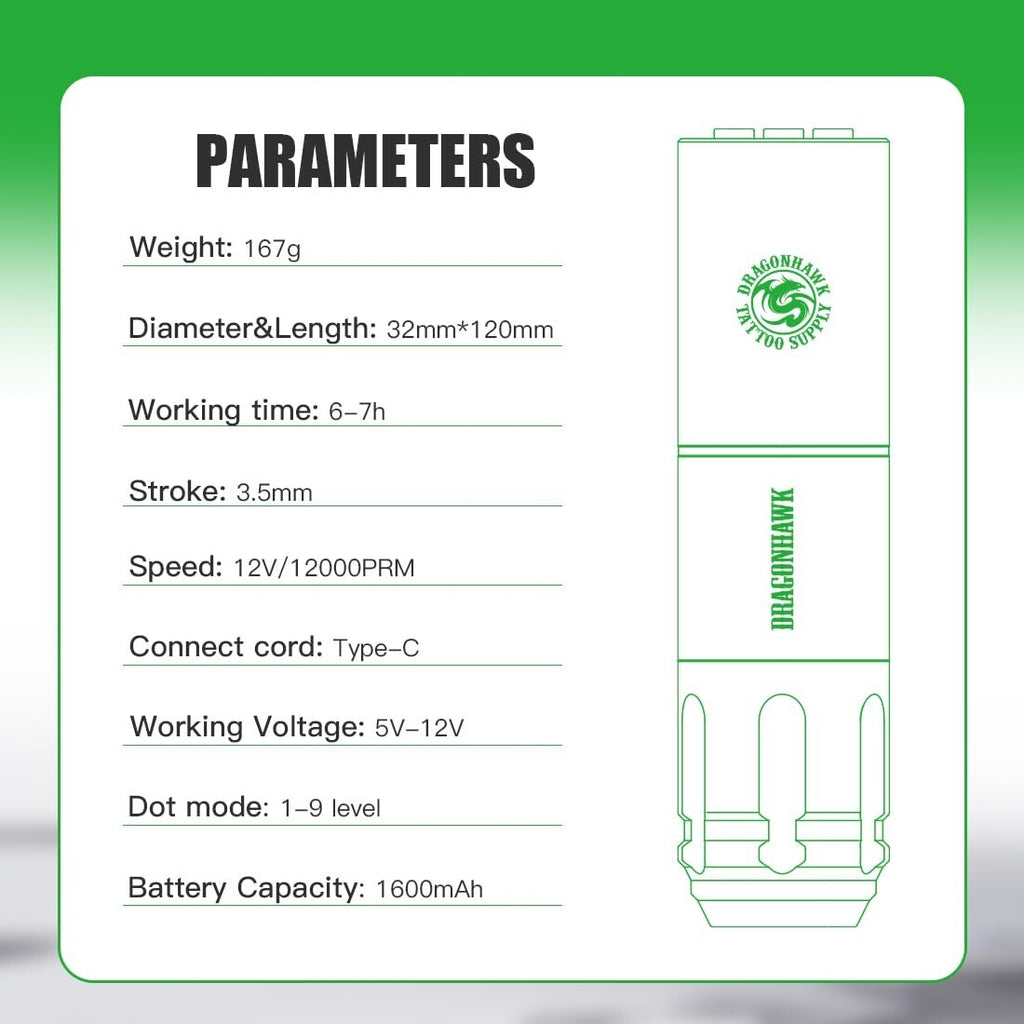 Wireless Beginner Tattoo Kit - Rotary Pro Machine, Cartridges & Accessories