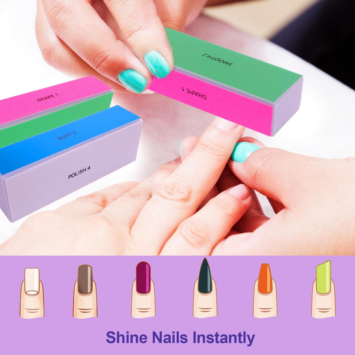 4-Way Nail Buffer Block for Shaping Smoothing Polishing & Shine - Nail Care Tool