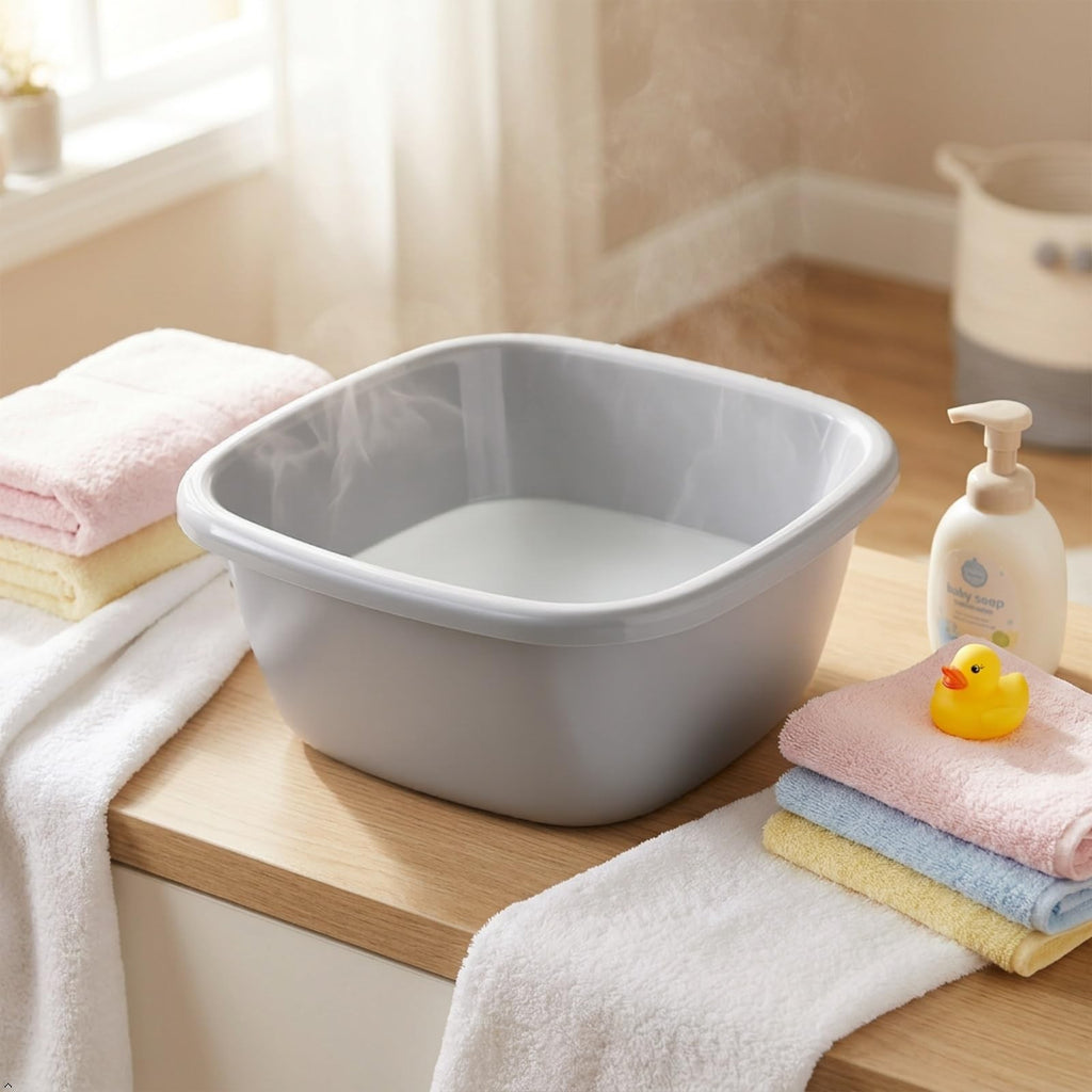 12 Quart Plastic Square Wash Basin Set 4-Pack for Kitchen Laundry Household