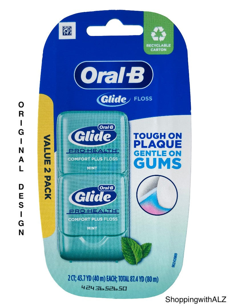 Dental Floss Mint 87.4 YD 2-Pack - Oral B Glide Pro Health Comfort Plus