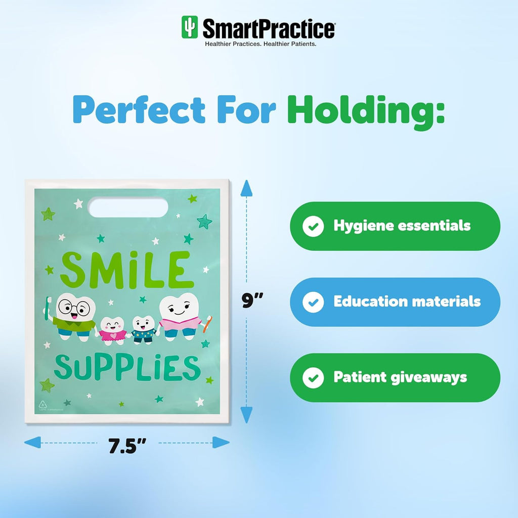 Dental Goodie Bags 100 Pack - Kids & Adults Oral Care Gift Bags with Handles