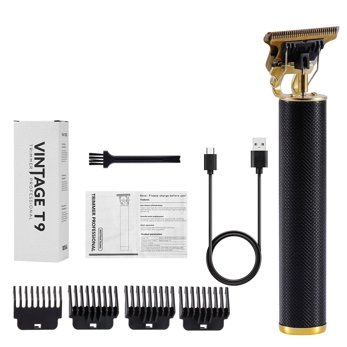 Professional Cordless Hair Clippers & Beard Trimmer with Metal Blades