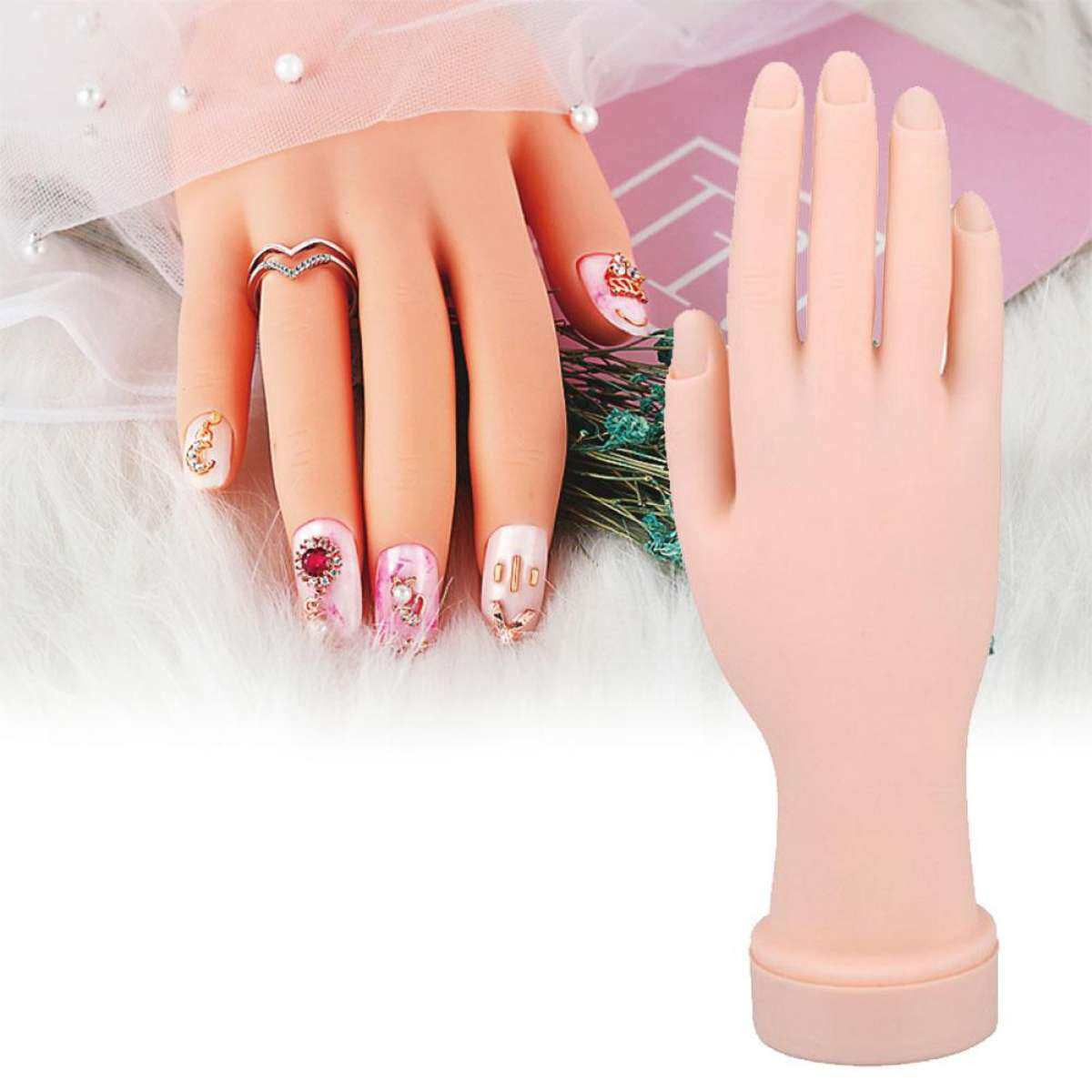 Flexible Nail Art Practice Hand - Reusable Manicure Tips & Practice Tool