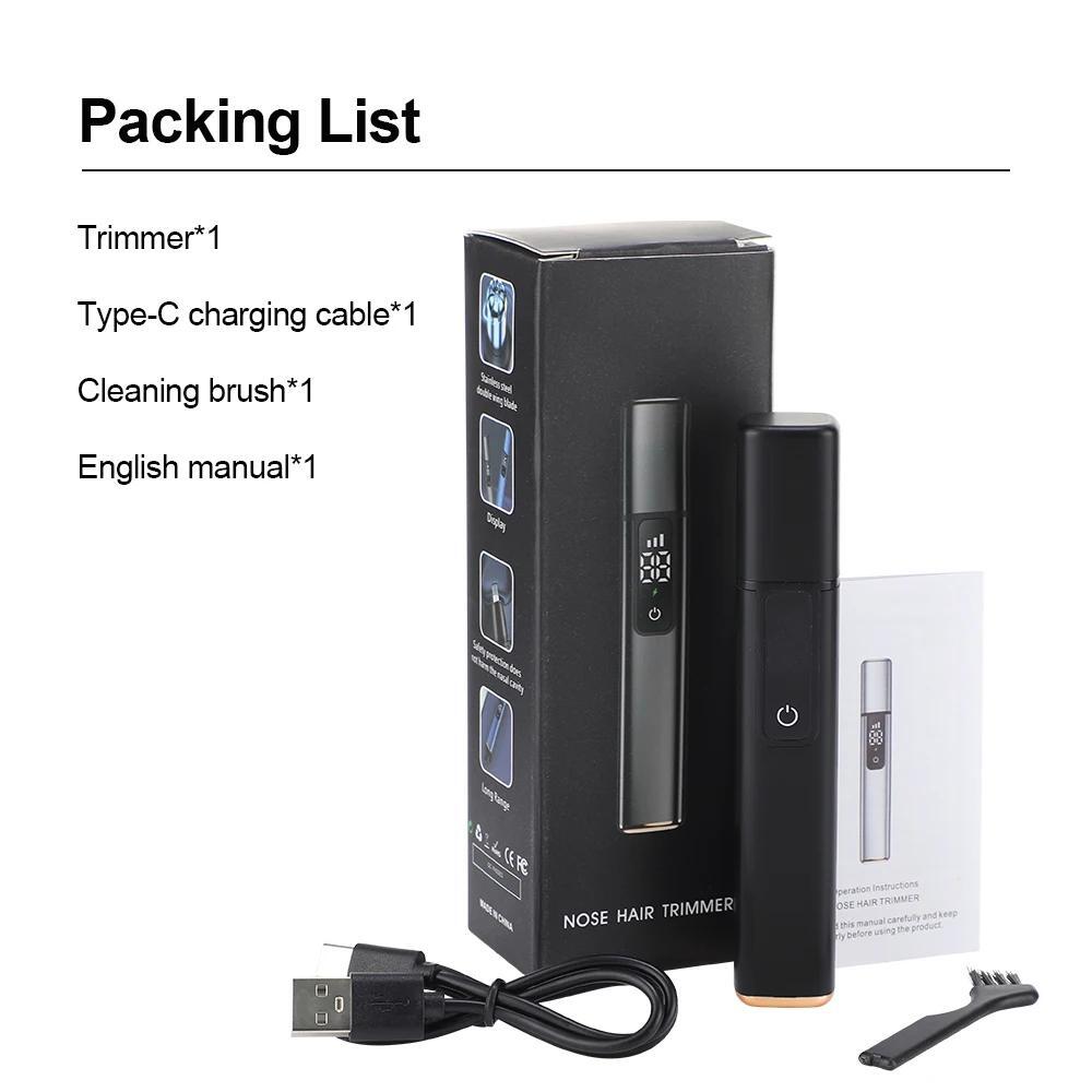 Electric Nose Ear Hair Trimmer Painless Portable USB Rechargeable with LED Display