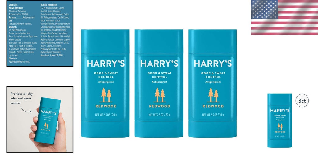 Men's Sensitive Skin Redwood Scent Antiperspirant Deodorant 3 Pack
