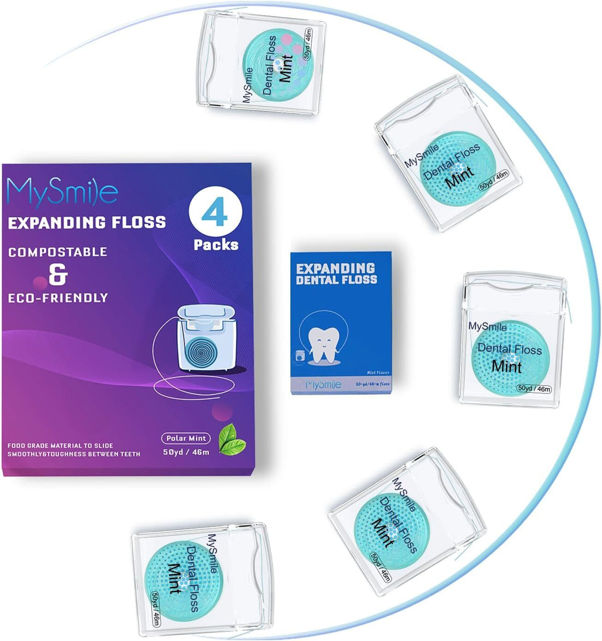 Expanding Dental Floss Pack - Gentle, Shred-Resistant Mint Floss for Sensitive Gums