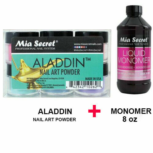 Monomer Nail Liquid 8oz + 6 Color Nail Art Powder Collection Set