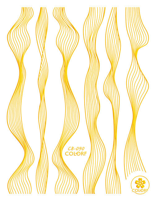Gold Silver Black White Wave Wavy Lines Nail Sticker Sheets - 3D Art Decor