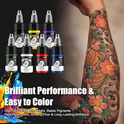 Tattoo Ink Set 7 Colors 0.65oz/20ml Long Lasting Body Art Inks