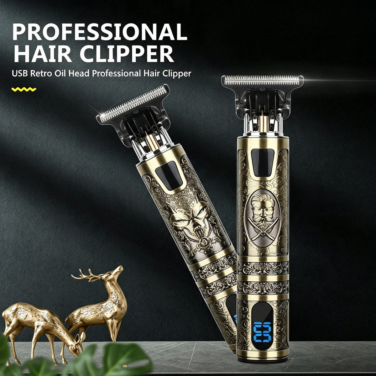Cordless Men’s Hair Clippers & Beard Trimmer Set with Titanium Blades
