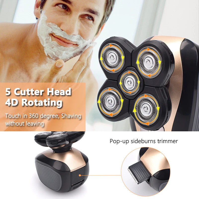 5-in-1 Rotary Electric Shaver & Trimmer for Men Waterproof Rechargeable