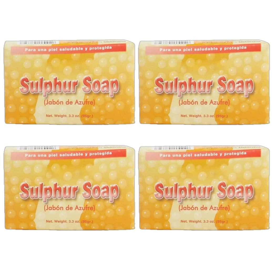 Sulfur Soap Bar for Acne & Skin Detox - 3.3 Oz Pack of 4
