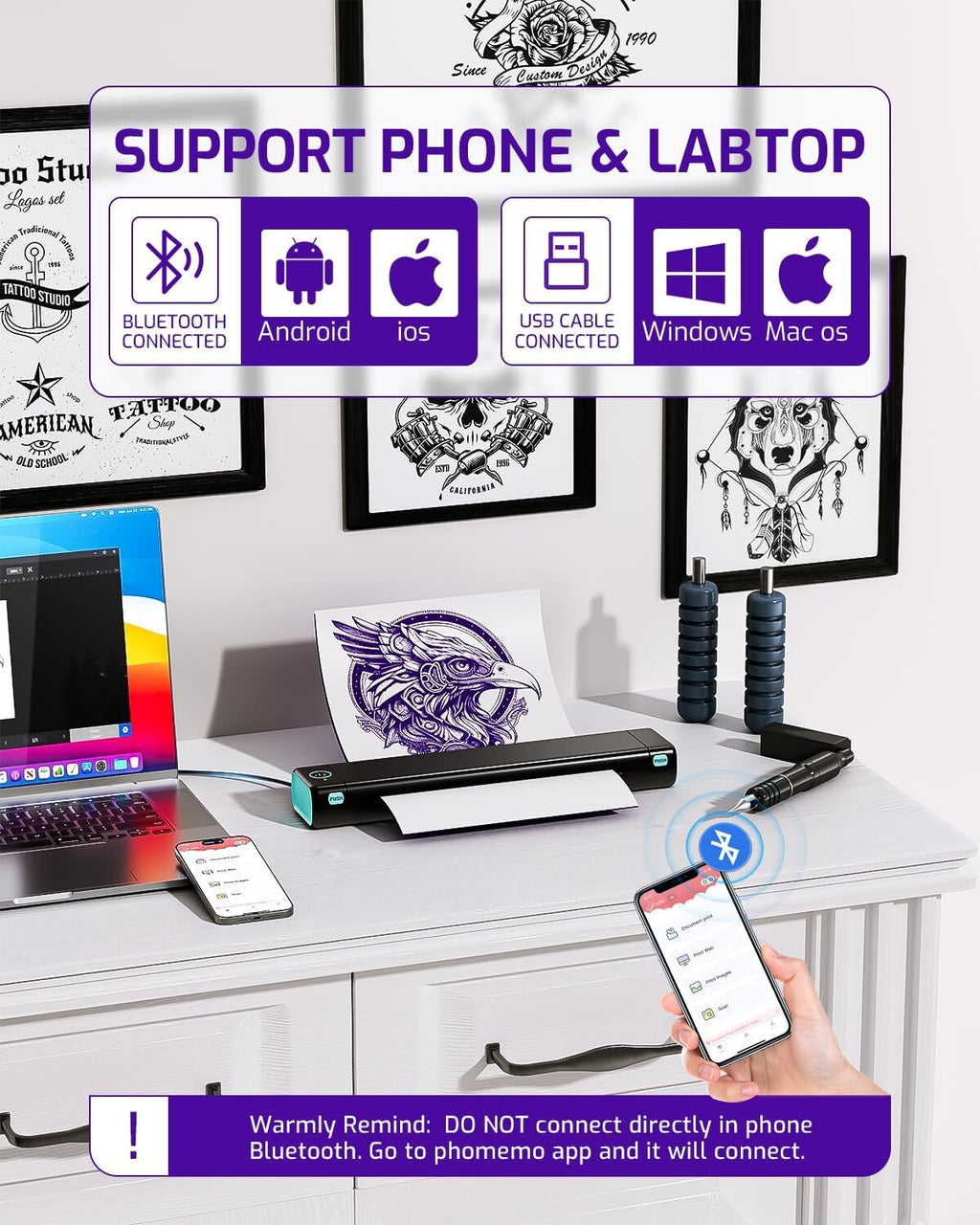 Tattoo Stencil Printer for Transfer Paper – Portable Thermal Printer