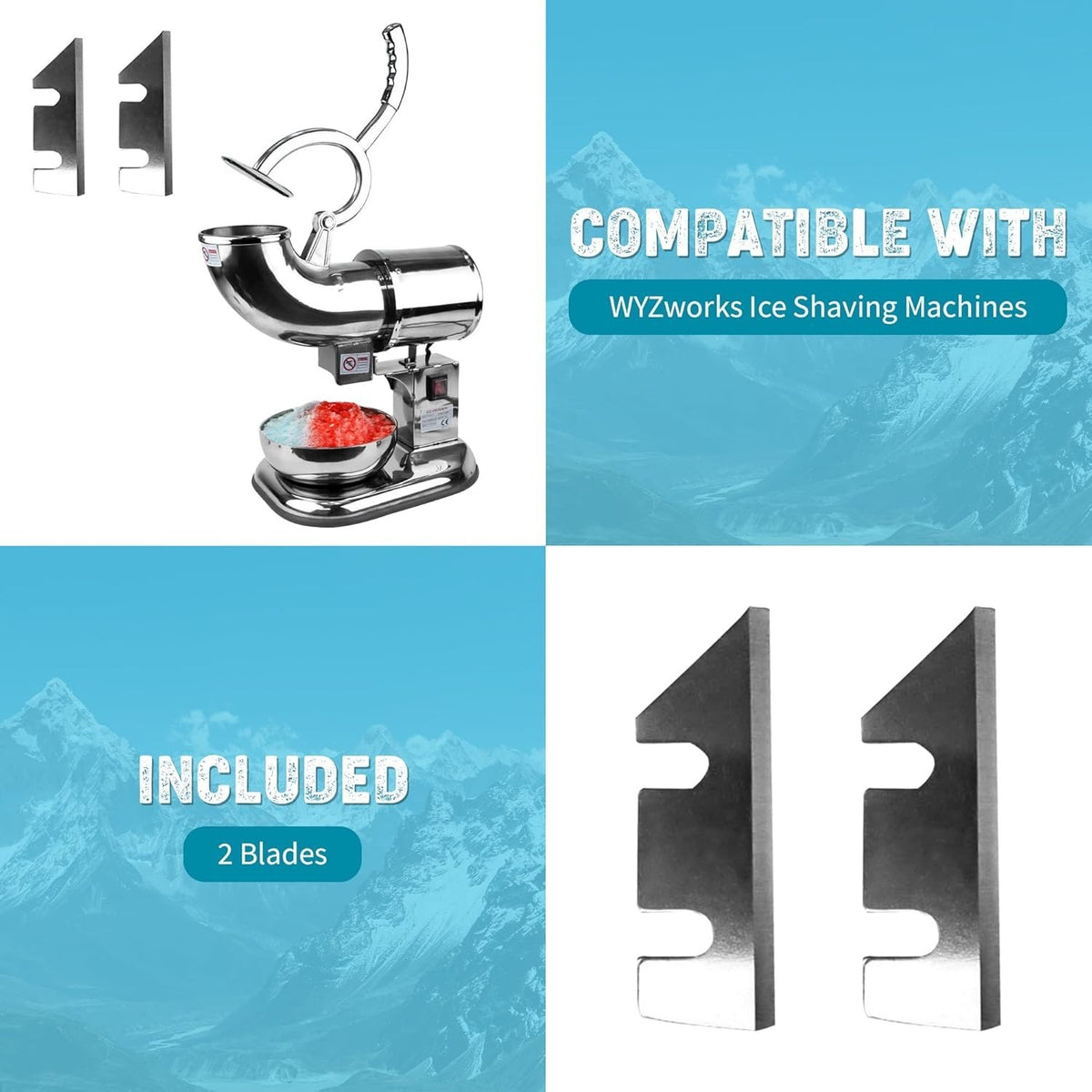 Heavy-Duty Ice Shaver Replacement Blades - 2 Pack for Seamless Performance