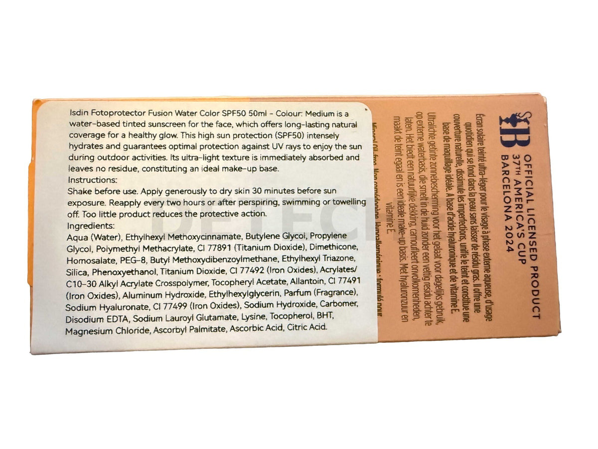 Water-Based Tinted Sunscreen SPF50 Medium for Face - Hydrating, Hypoallergenic, 50ml