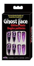 Ghost Face Purple Glitter Press-On Nails - Halloween Costume Fake Nails