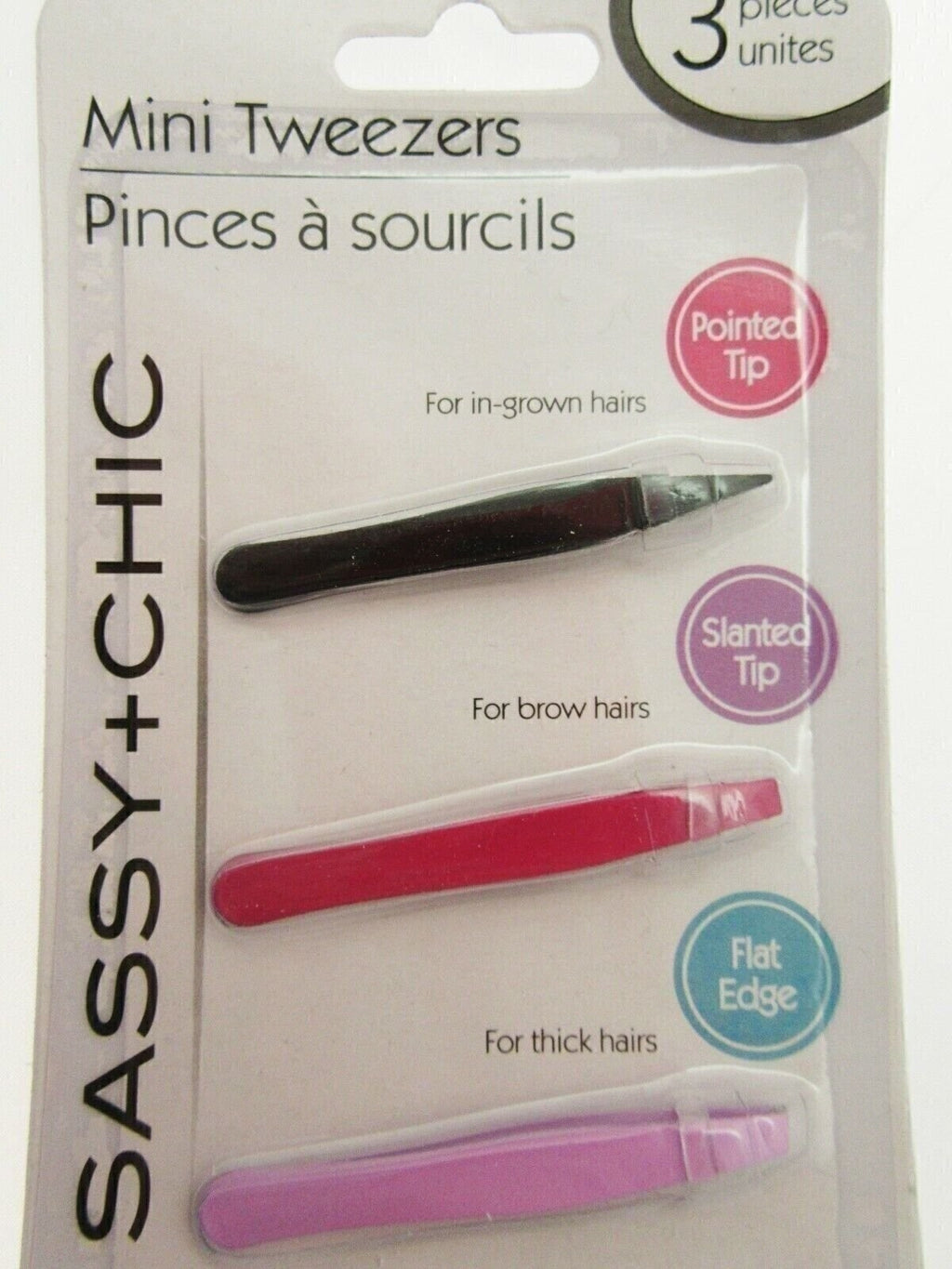 Mini Tweezers Set - 3-Piece Eyebrow, Thick Hair & Ingrown Hair Removal