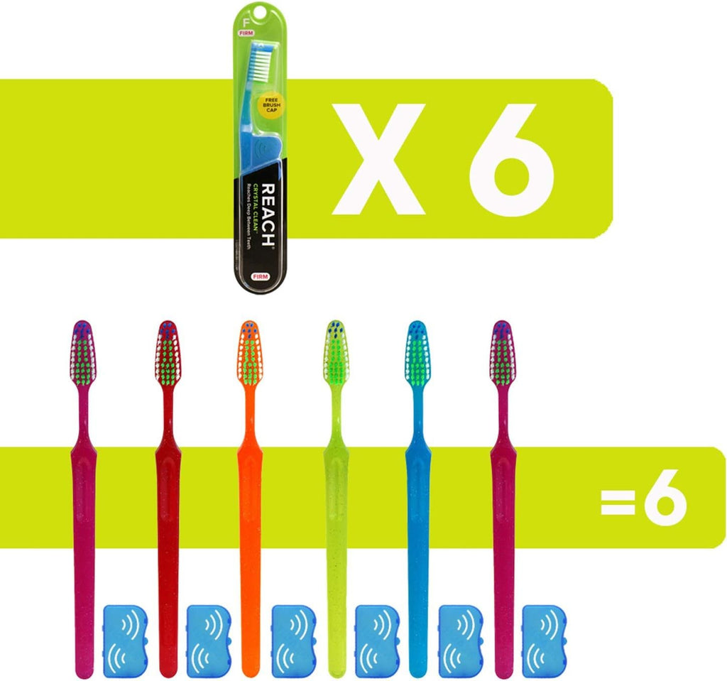Reach Crystal Clean Firm Bristle Toothbrushes - 6 Pack for Effective Oral Care