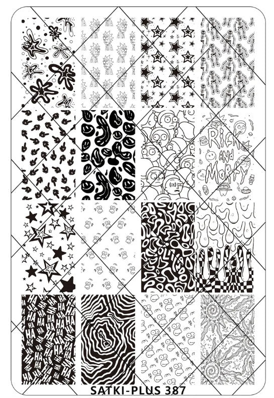 Nail Stamping Plate - Homer Simpson Rick & Morty Background Designs