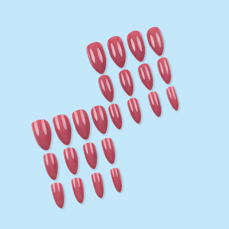 48pcs Almond Press On Nails Dusty Pink Solid Nails Elegant Glossy Manicure