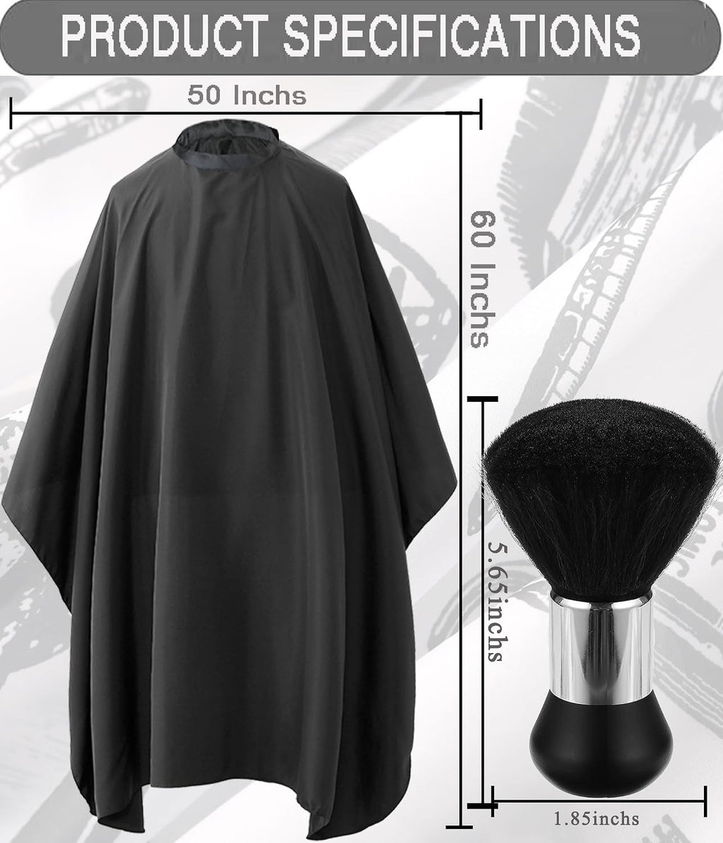 Professional Hair Cutting Cape with Adjustable Neck Closure and Duster Brush