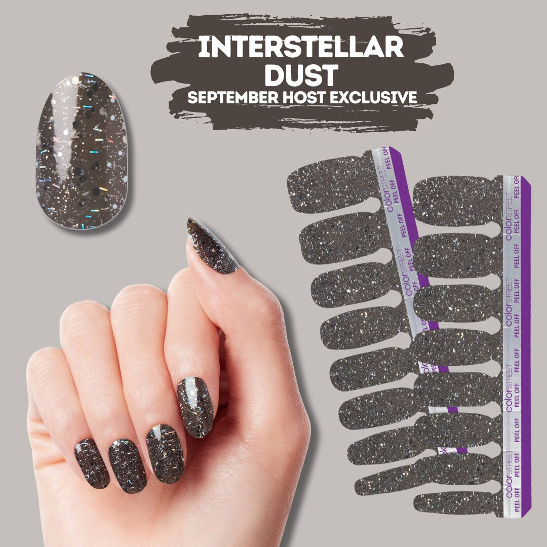 Dark Holographic Glitter Nail Polish Strips - Starry Night Effect