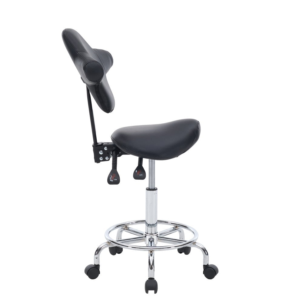 Ergonomic Saddle Stool with Wheels, Adjustable Height, Swivel Seat