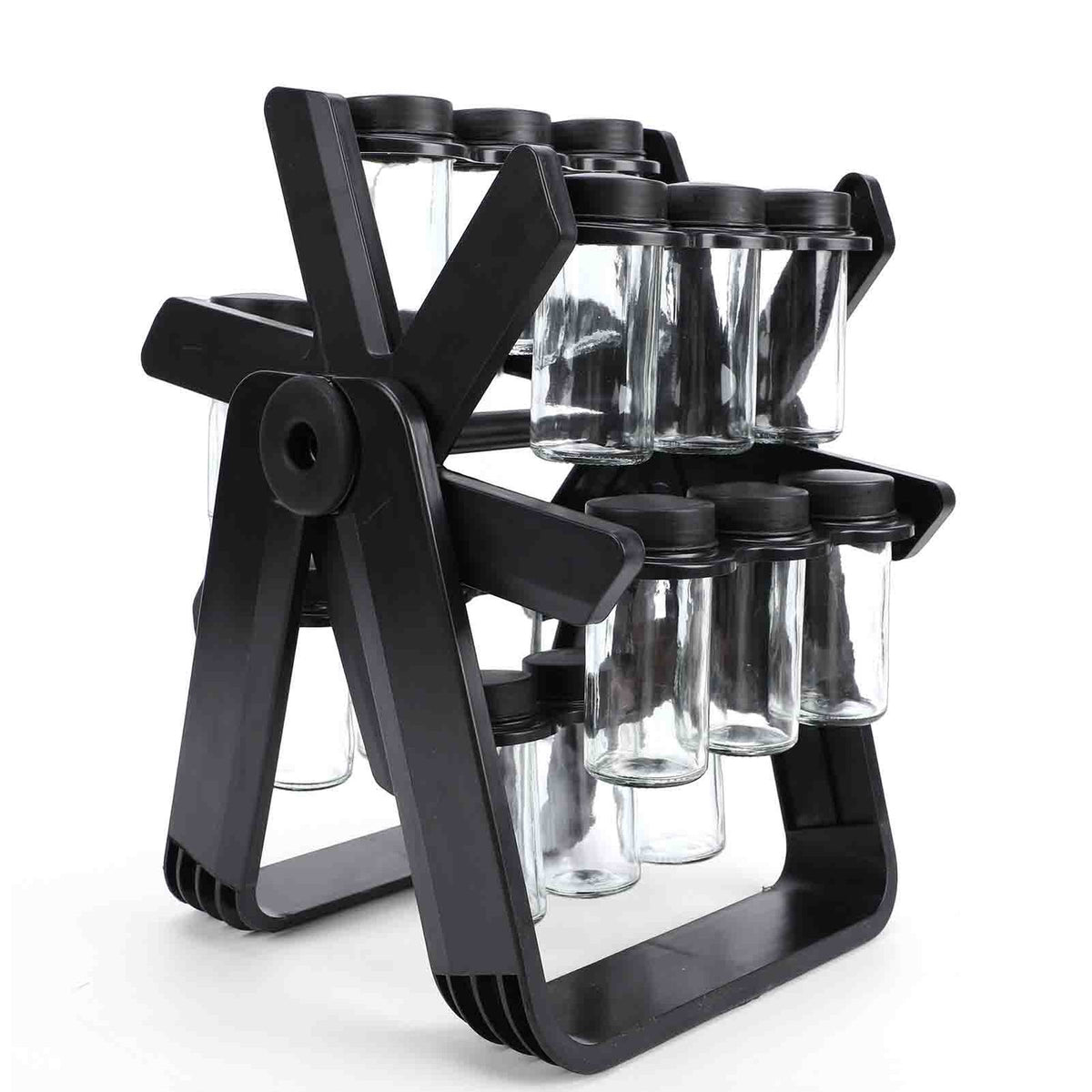 18 Jar Rotating Spice Rack Organizer with Labels and Funnel - Kitchen Counter Storage