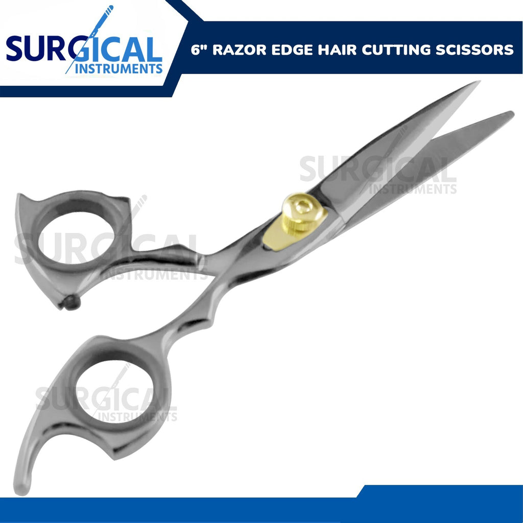 6-Inch Hair Cutting Scissors Professional Barber Shears with Green Fingers