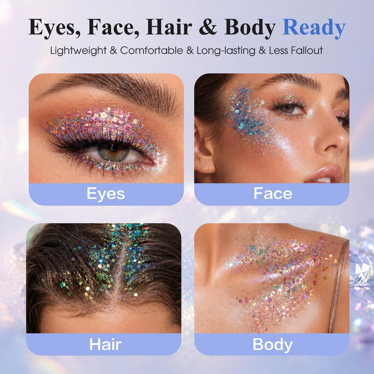 Chameleon Face & Body Glitter Palette - 6 Multi Chrome Pressed Glitter Shades