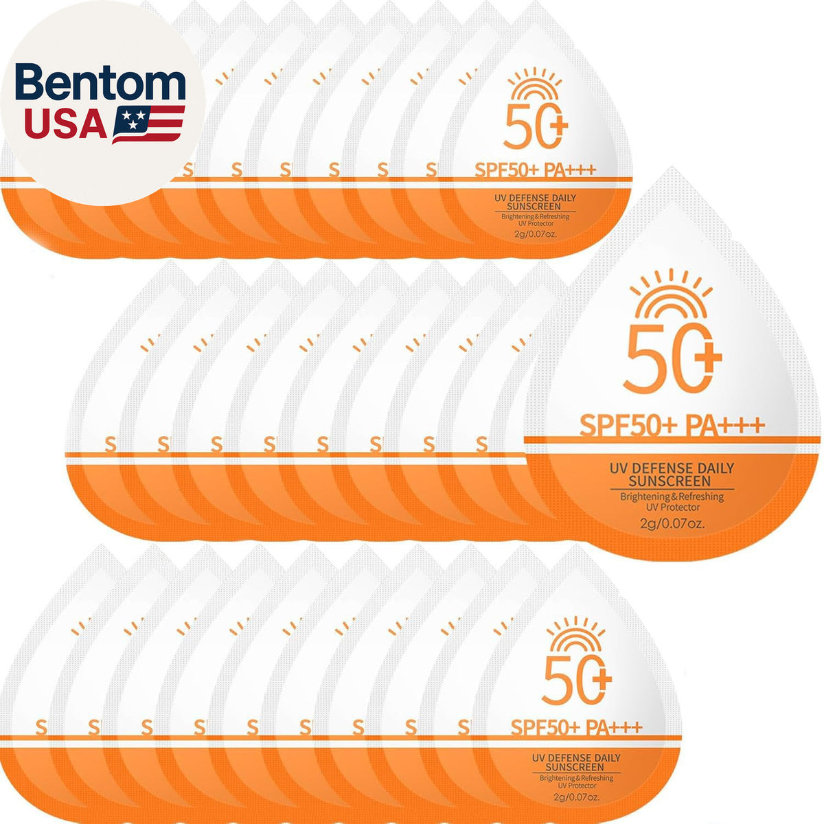 30 Pcs Travel Sunscreen SPF 50+ Packets for Face & Body, Waterproof & Non-Greasy