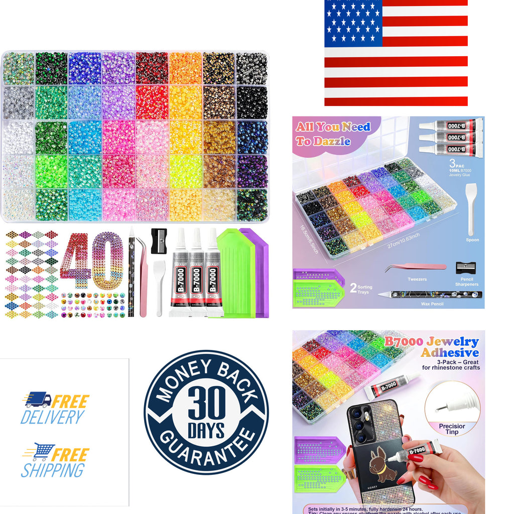 50000 Pcs Rhinestone Bedazzling Kit with 3mm Resin Gems & Tools for Crafts
